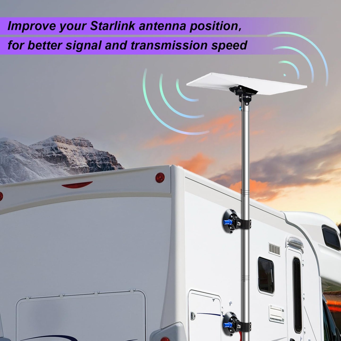 Starlink Gen3 Pole Mount Kit, Starlink RV Mounting Kit with Vacuum Suction Cup Clamp for Starlink Internet Kit Satellite, with Starlink Gen3 Pipe Adapter, Starlink Magnet Mount for Camper/RV/Outdoor