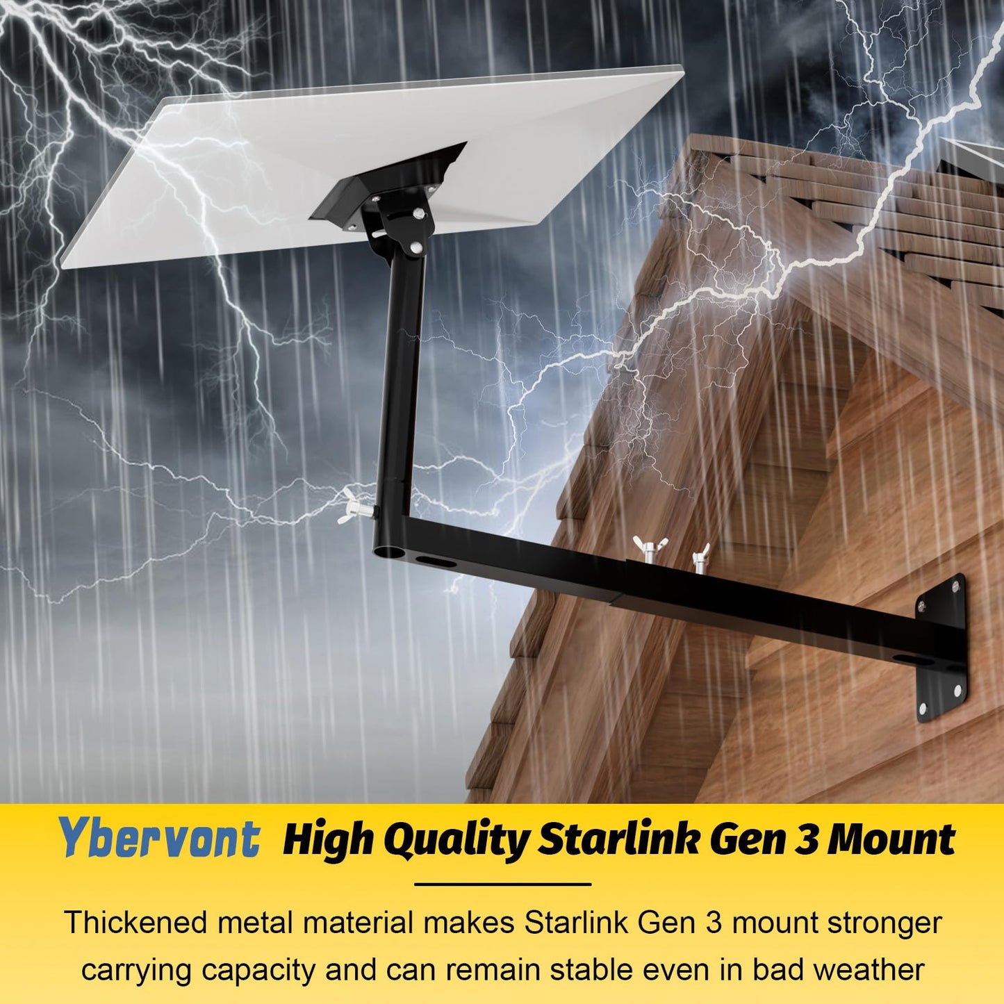 Ybervont Starlink Gen 3 Mount with Adapter, Extension-Type Heavy Duty Starlink Long Wall Mount, StarLink Pole Mount, Mounting Kit for Starlink Gen 3 Internet Kit Satellite