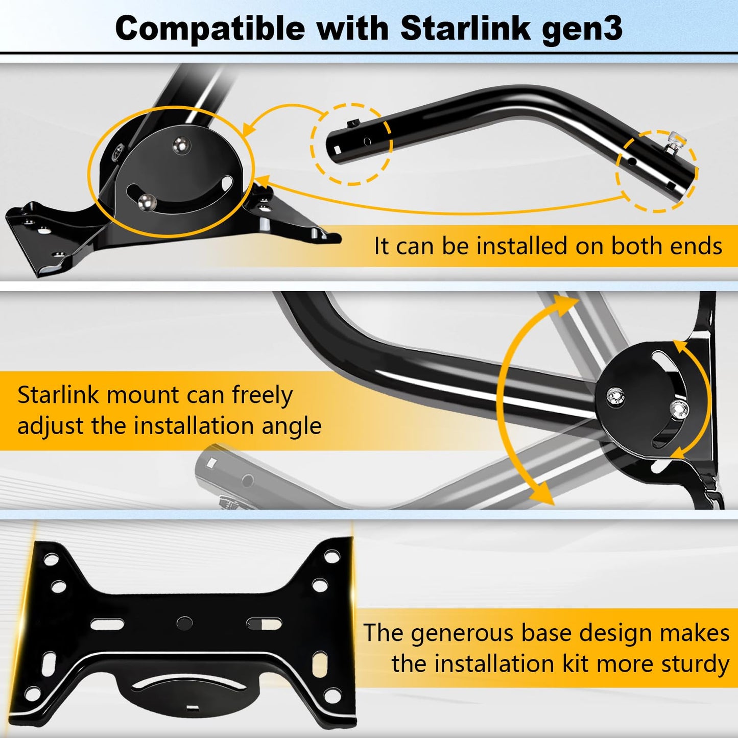 Starlink Gen 3 Mount, Starlink Mounting Kit with 0-30° Adjustable Pipe Adapter for Better Signal, Starlink Long Wall Mount for Internet Kit Satellite, Starlink V3 House Mount Eave Installation