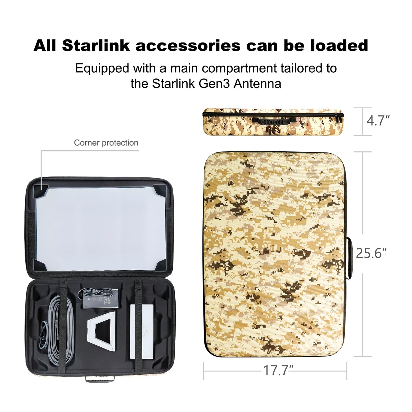 Ybervont Starlink Gen 3 Case for Dish Kit V3, Outdoor Carrying Case for Starlink Master Disk & Accessories, Ideal for RV Travel & Outdoor Use